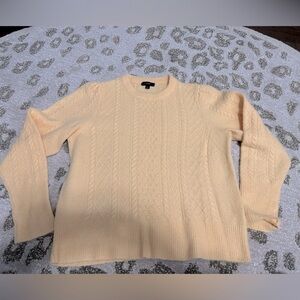 Mint!!  Like new J.crew stretch wool butter yellow cable puff sweater Large.
